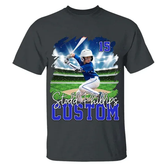 Custom Photo Baseball Player And Team Name Shirt - Personalized Photo Sports Shirt