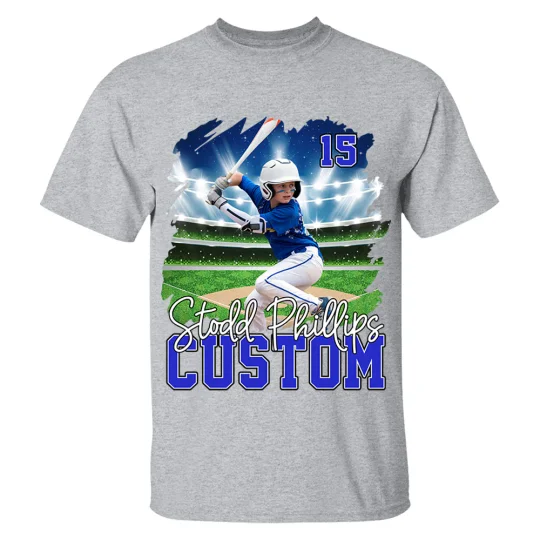 Custom Photo Baseball Player And Team Name Shirt - Personalized Photo Sports Shirt