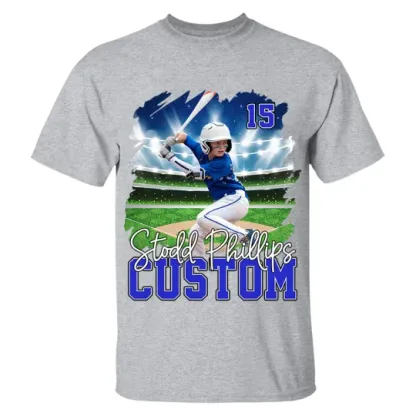 Custom Photo Baseball Player And Team Name Shirt - Personalized Photo Sports Shirt