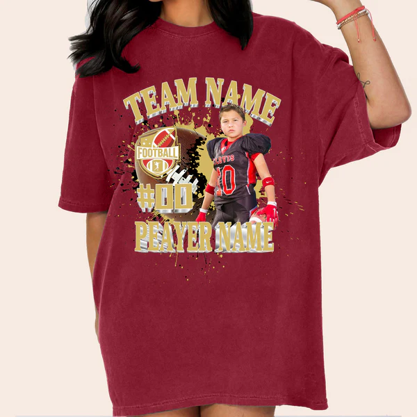 Baseball/Football/Soccer/Softball/Hockey Shirt Personalized Photo Shirt Custom Sports Mom Football Season Ball-Creatgifts