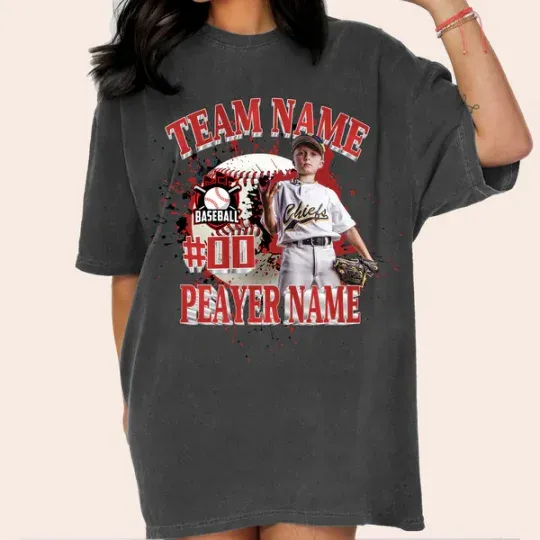Baseball/Football/Soccer/Softball/Hockey Shirt Personalized Photo Shirt Custom Sports Mom Football Season Ball-Creatgifts