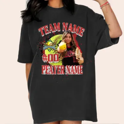 Baseball/Football/Soccer/Softball/Hockey Shirt Personalized Photo Shirt Custom Sports Mom Football Season Ball-Creatgifts