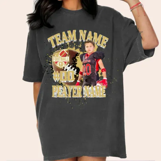 Baseball/Football/Soccer/Softball/Hockey Shirt Personalized Photo Shirt Custom Sports Mom Football Season Ball-Creatgifts