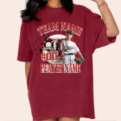 Baseball/Football/Soccer/Softball/Hockey Shirt Personalized Photo Shirt Custom Sports Mom Football Season Ball-Creatgifts