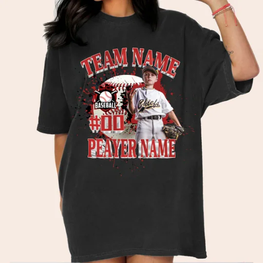 Baseball/Football/Soccer/Softball/Hockey Shirt Personalized Photo Shirt Custom Sports Mom Football Season Ball-Creatgifts