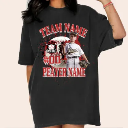 Baseball/Football/Soccer/Softball/Hockey Shirt Personalized Photo Shirt Custom Sports Mom Football Season Ball-Creatgifts