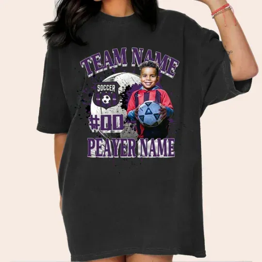 Baseball/Football/Soccer/Softball/Hockey Shirt Personalized Photo Shirt Custom Sports Mom Football Season Ball-Creatgifts