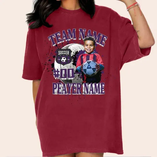 Baseball/Football/Soccer/Softball/Hockey Shirt Personalized Photo Shirt Custom Sports Mom Football Season Ball-Creatgifts