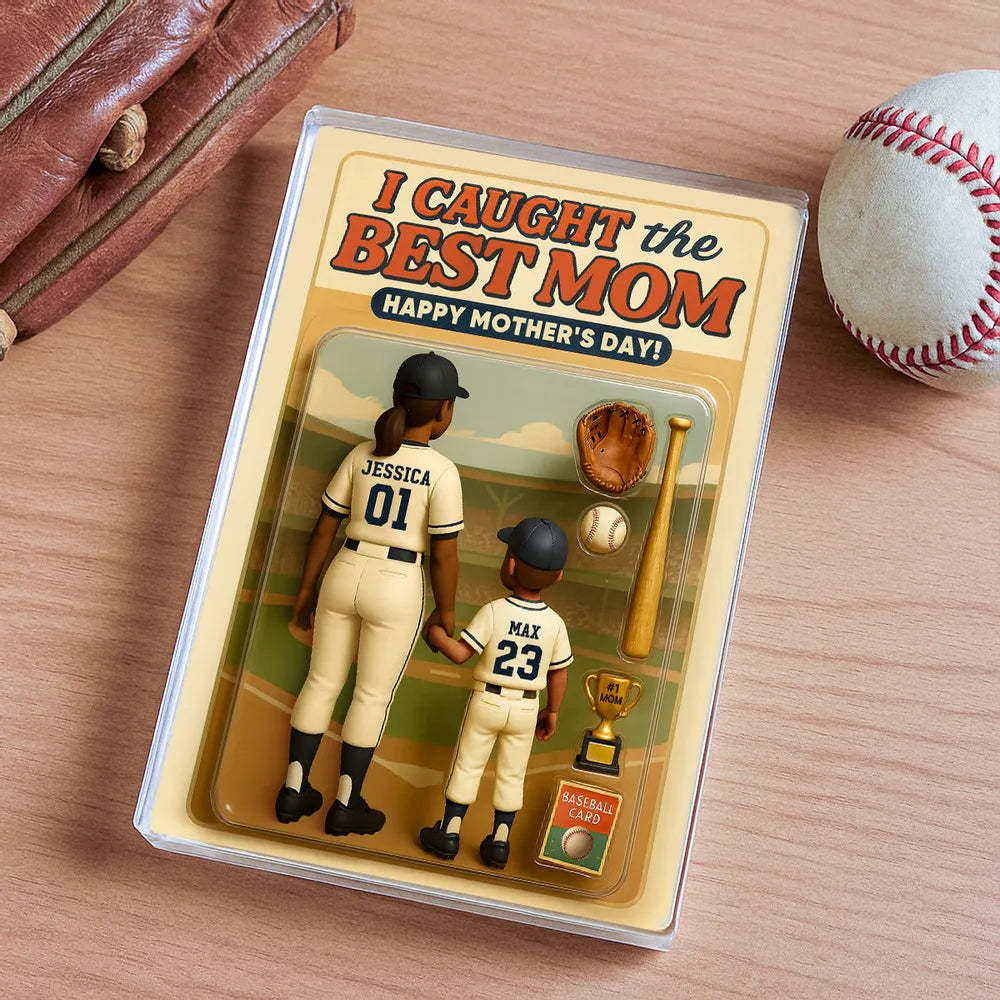 Custom We Caught The Best Mom Baseball Custom Figure Personalized Acrylic Block Plaque, Mother's Day Gift For Mom