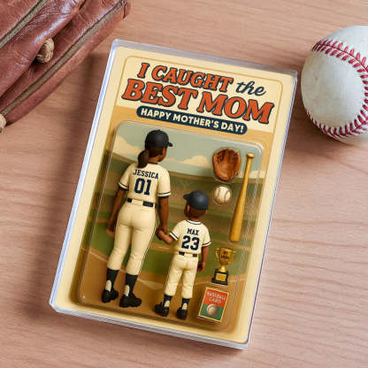 Custom We Caught The Best Mom Baseball Custom Figure Personalized Acrylic Block Plaque, Mother's Day Gift For Mom
