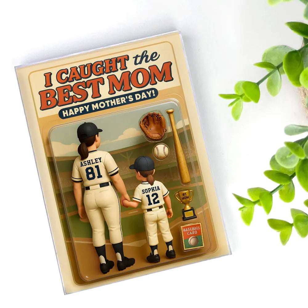 Custom We Caught The Best Mom Baseball Custom Figure Personalized Acrylic Block Plaque, Mother's Day Gift For Mom