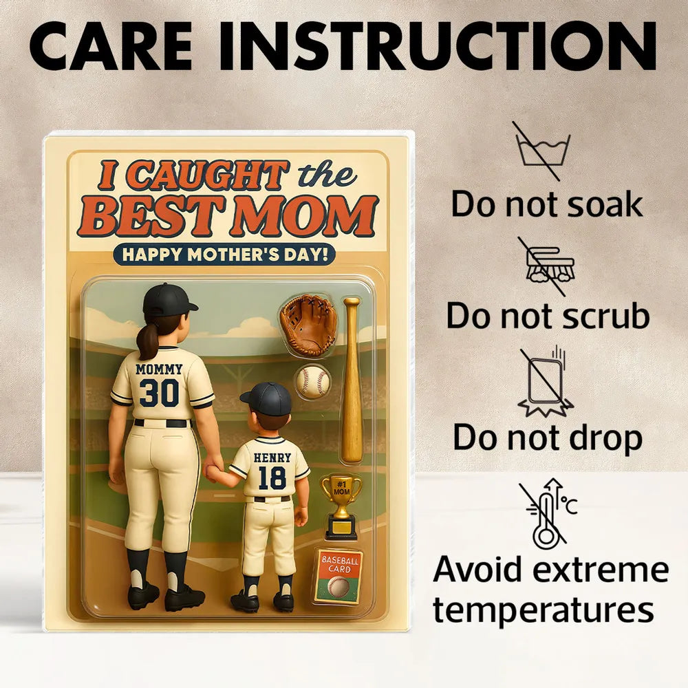 Custom We Caught The Best Mom Baseball Custom Figure Personalized Acrylic Block Plaque, Mother's Day Gift For Mom