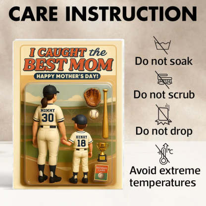 Custom We Caught The Best Mom Baseball Custom Figure Personalized Acrylic Block Plaque, Mother's Day Gift For Mom