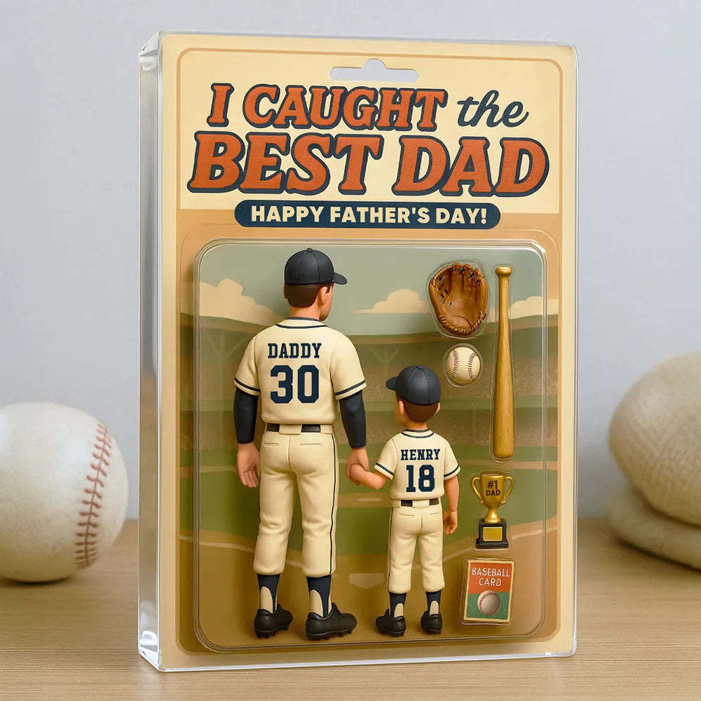 We Caught the Best Dad Baseball Custom Figure Personalized Acrylic Block Plaque, Father's Day Gift for Dad
