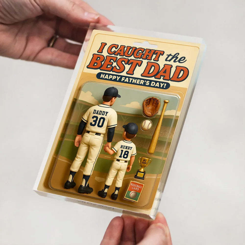 We Caught the Best Dad Baseball Custom Figure Personalized Acrylic Block Plaque, Father's Day Gift for Dad