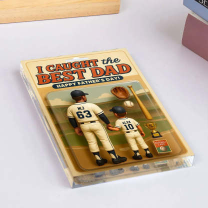 We Caught the Best Dad Baseball Custom Figure Personalized Acrylic Block Plaque, Father's Day Gift for Dad