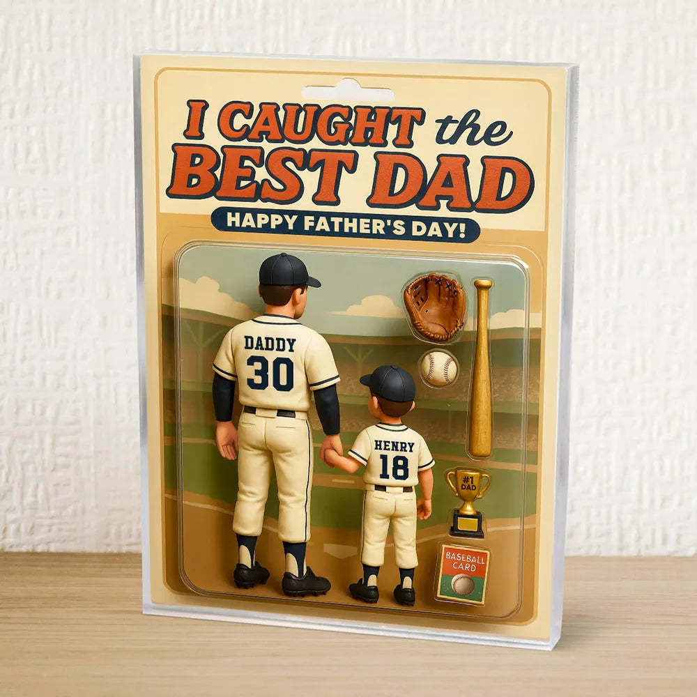 We Caught the Best Dad Baseball Custom Figure Personalized Acrylic Block Plaque, Father's Day Gift for Dad