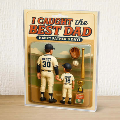 We Caught the Best Dad Baseball Custom Figure Personalized Acrylic Block Plaque, Father's Day Gift for Dad