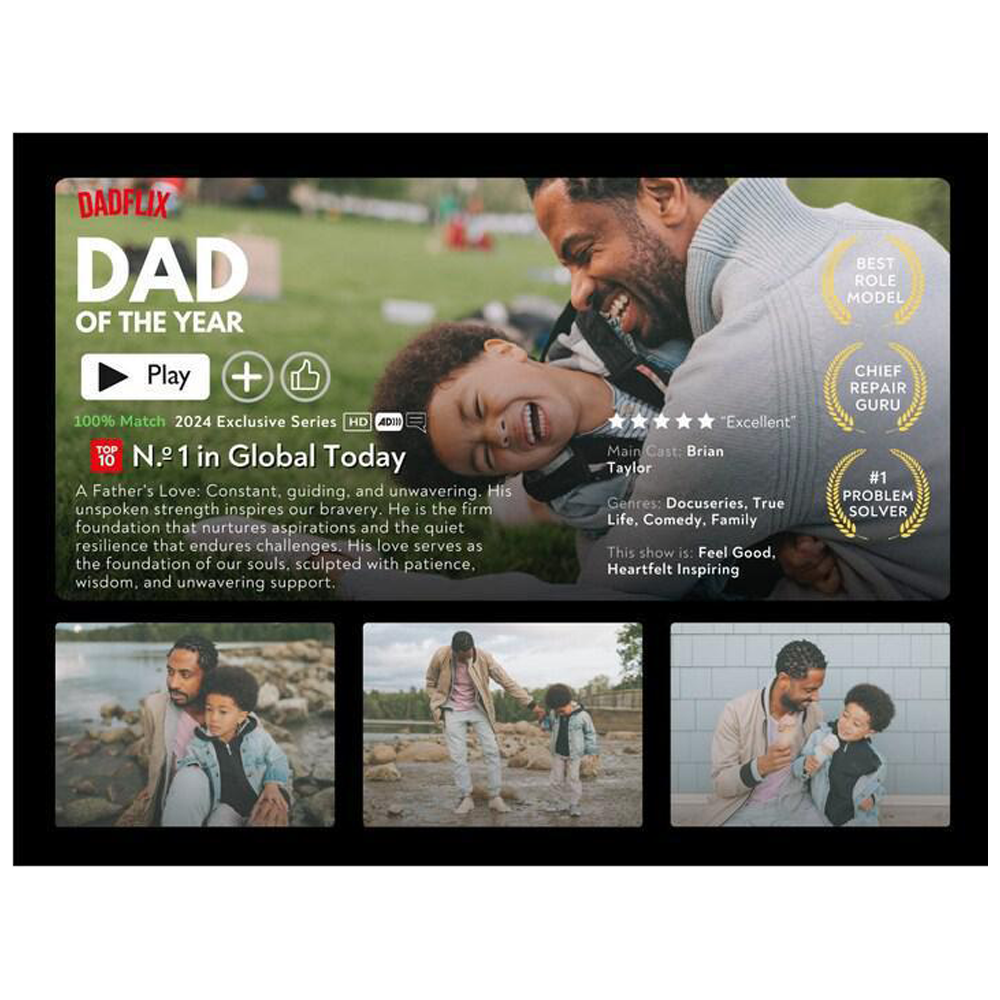 Personalized Dadflix Photo Movie Frames, Father's Day Gifts For Dads