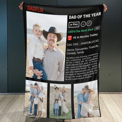 Custom Movie Photo Blanket, Best Dad Father's Day Gift Ever, Dadflix