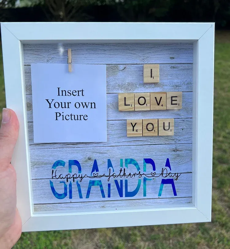 Custom Dad Photo Shadowbox Gift, Personalized Dad Shadowbox with names, Family Gift Sign for dad, Customized wood dad gift, Dad display