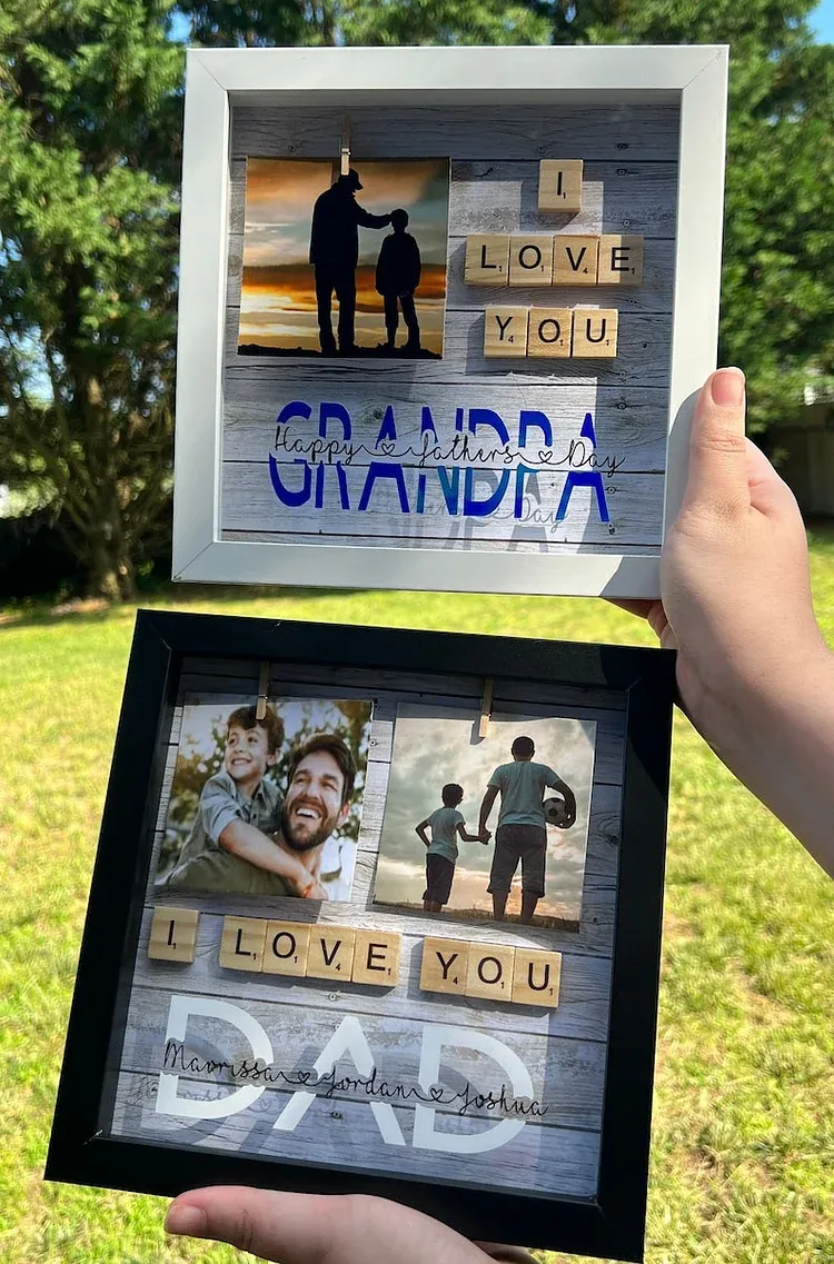 Custom Dad Photo Shadowbox Gift, Personalized Dad Shadowbox with names, Family Gift Sign for dad, Customized wood dad gift, Dad display