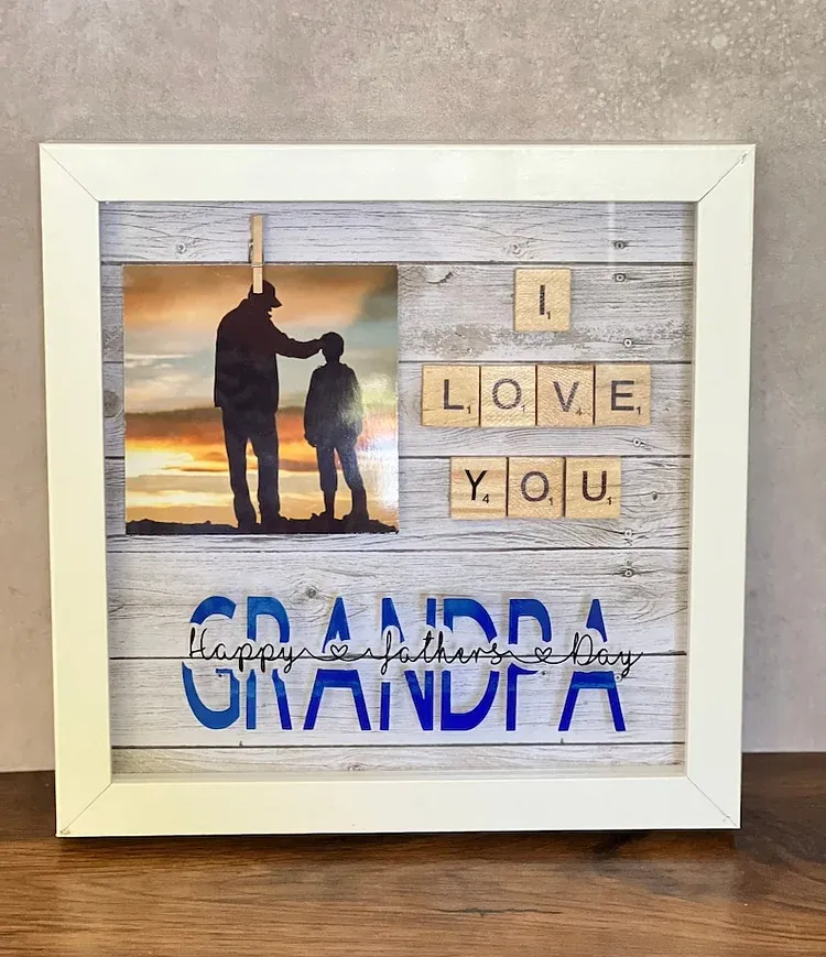 Custom Dad Photo Shadowbox Gift, Personalized Dad Shadowbox with names, Family Gift Sign for dad, Customized wood dad gift, Dad display