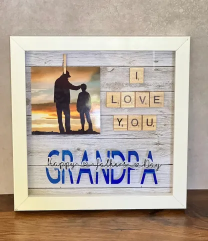 Custom Dad Photo Shadowbox Gift, Personalized Dad Shadowbox with names, Family Gift Sign for dad, Customized wood dad gift, Dad display