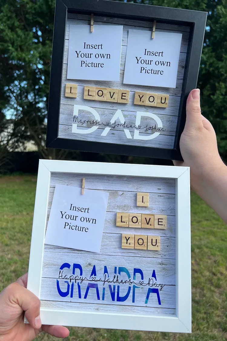 Custom Dad Photo Shadowbox Gift, Personalized Dad Shadowbox with names, Family Gift Sign for dad, Customized wood dad gift, Dad display