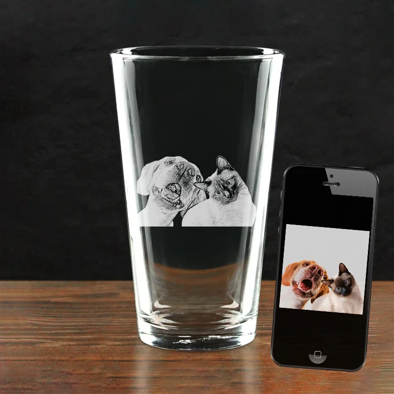Etched Picture Rocks glass | Father's day, dad gifts, personalized whiskey glass, personalized glassware, custom portrait, unique dad gifts