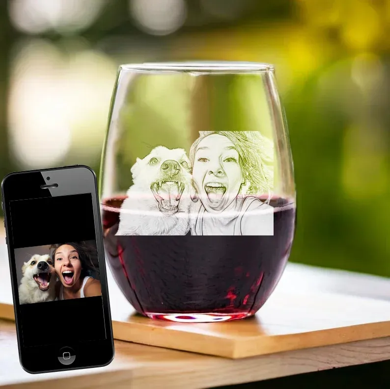 Etched Picture Rocks glass | Father's day, dad gifts, personalized whiskey glass, personalized glassware, custom portrait, unique dad gifts