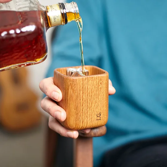 Personalized Laser Engraved Oak Whiskey Tumbler, Perfect Gift For Dad