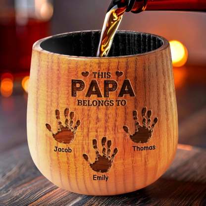 Where These Hands Go, Love Follows - Family Personalized Custom Wooden Whiskey Glass - Father's Day, Gift For Dad, Grandpa