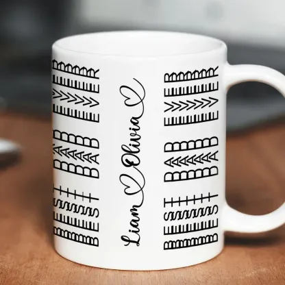 Best Dad Ever Funny Dad Hidden Message Personalized Mug, Father's Day Gift for Dad, Custom Kids' Names