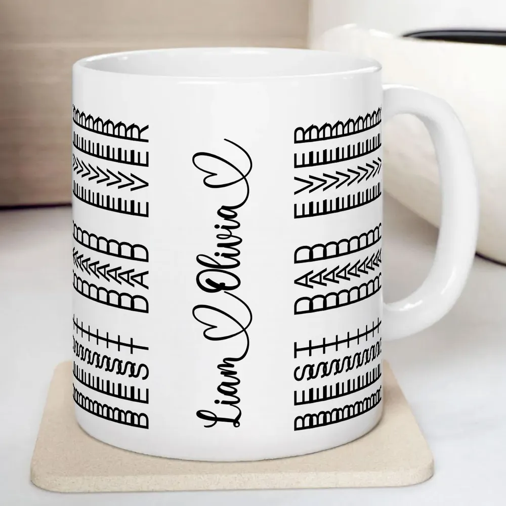 Best Dad Ever Funny Dad Hidden Message Personalized Mug, Father's Day Gift for Dad, Custom Kids' Names