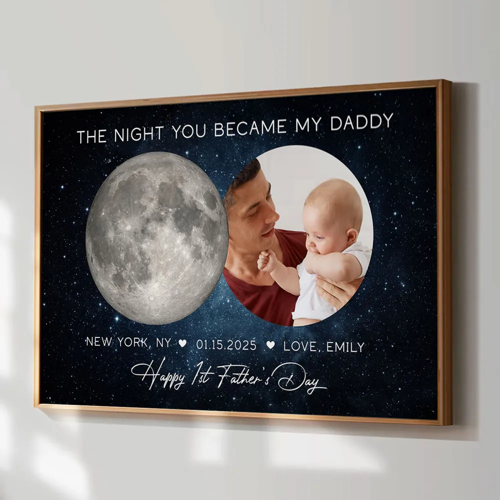 [Copy]Starry Night Custom Birth Moon Phase The Days You Became Our Dad Personalized Poster, Father's Day Gift