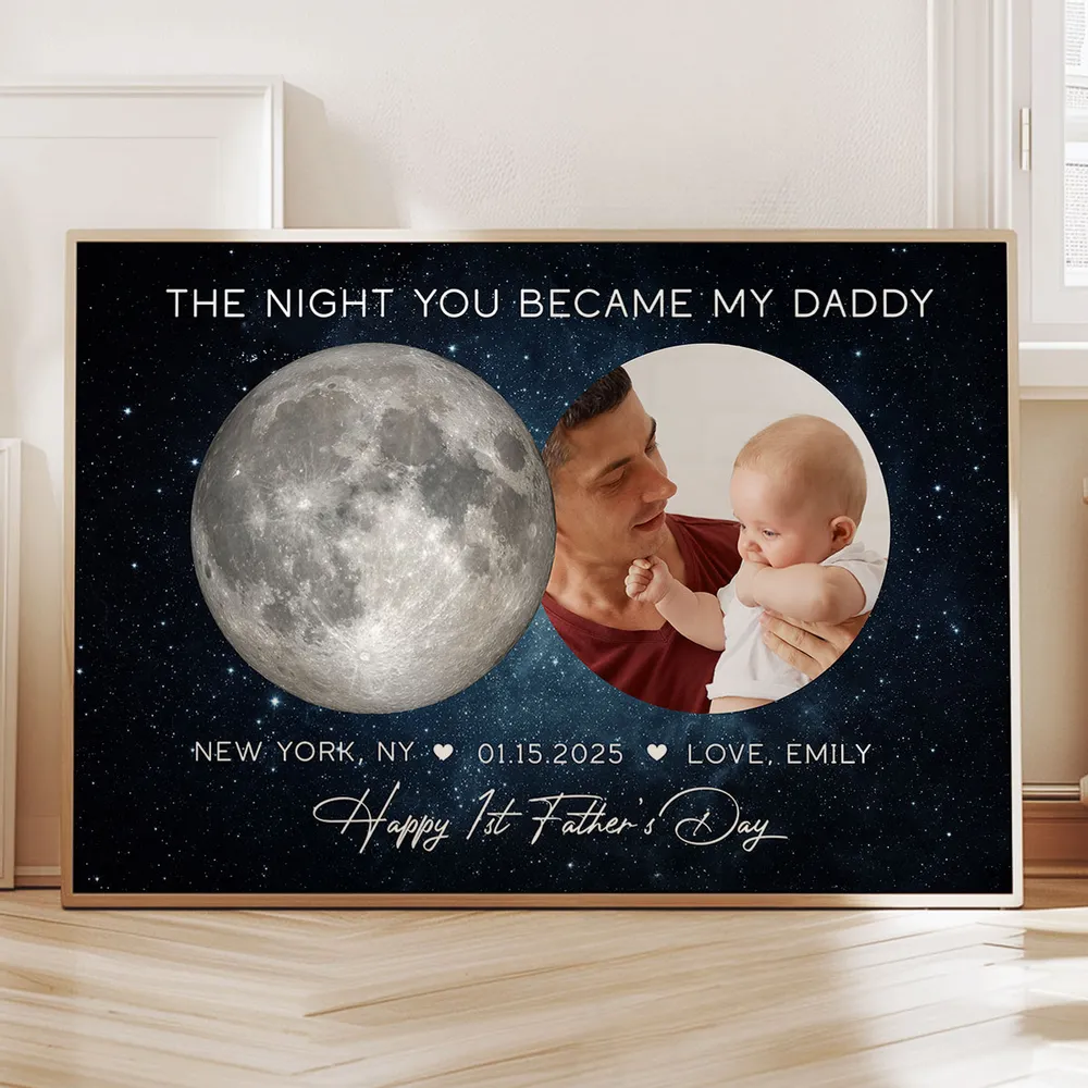 [Copy]Starry Night Custom Birth Moon Phase The Days You Became Our Dad Personalized Poster, Father's Day Gift