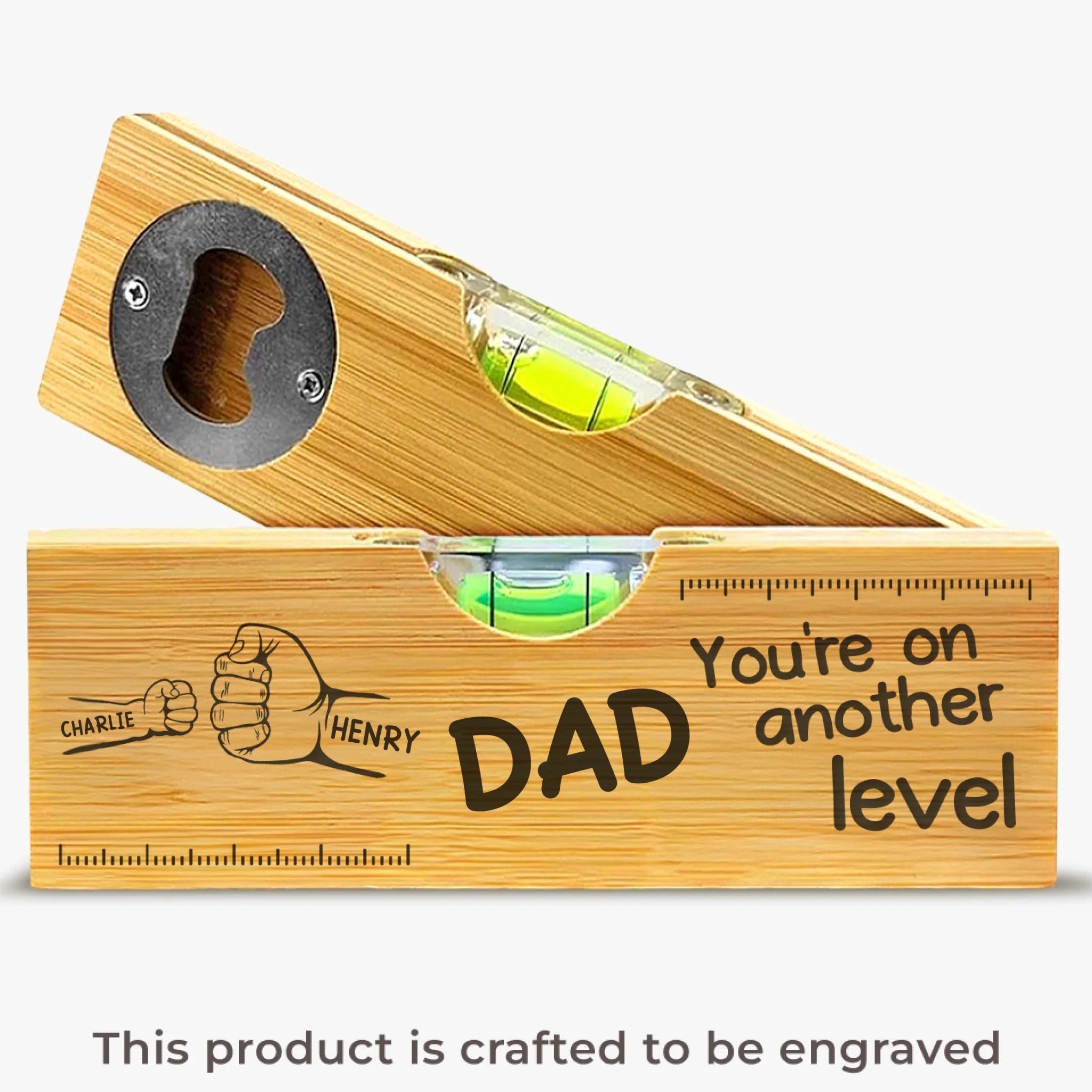 A Father's Love Holds Us Together - Family Personalized Custom Engraved Wooden Spirit Level Bottle Opener - Father's Day, Gift For Dad, Grandpa