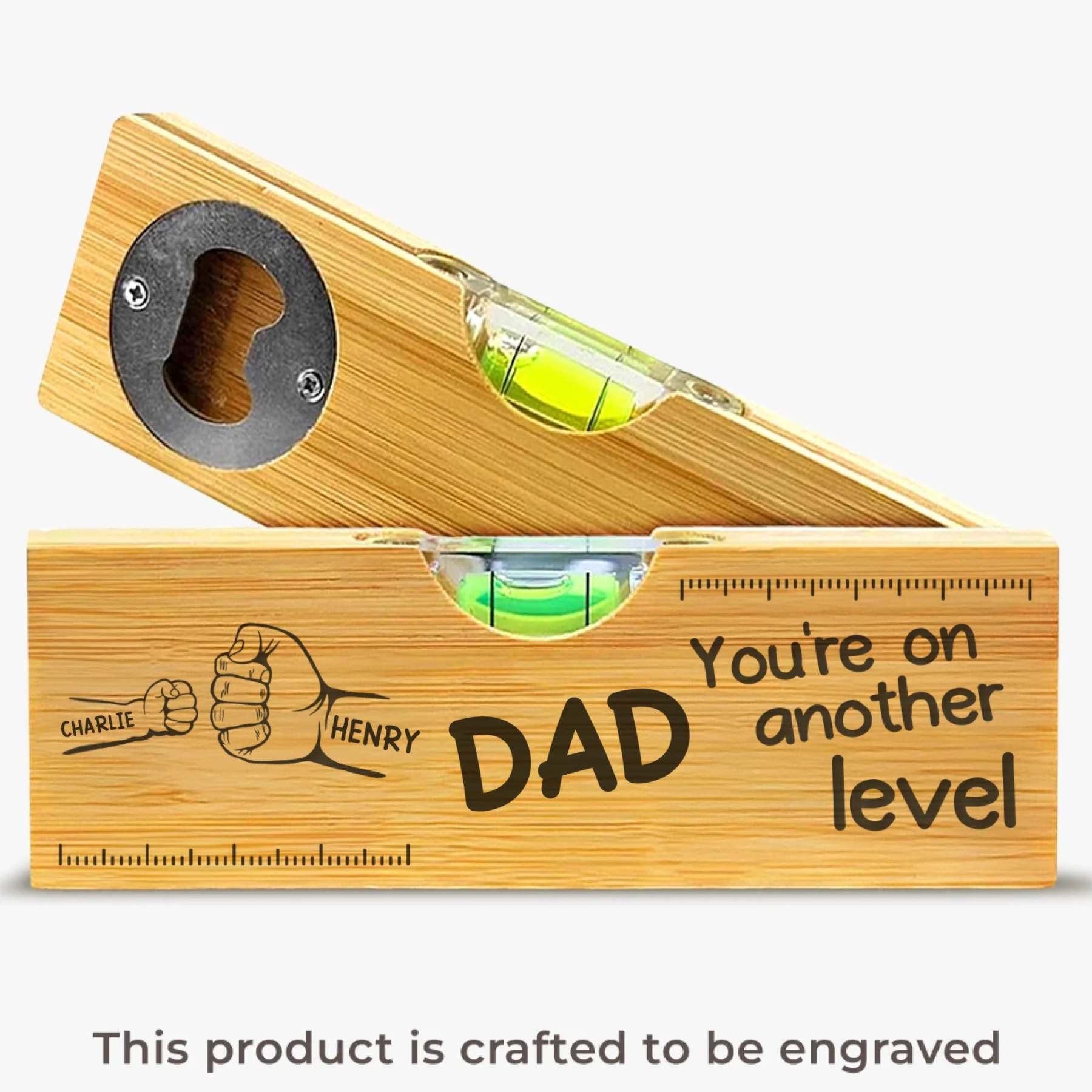 A Father's Love Holds Us Together - Family Personalized Custom Engraved Wooden Spirit Level Bottle Opener - Father's Day, Gift For Dad, Grandpa