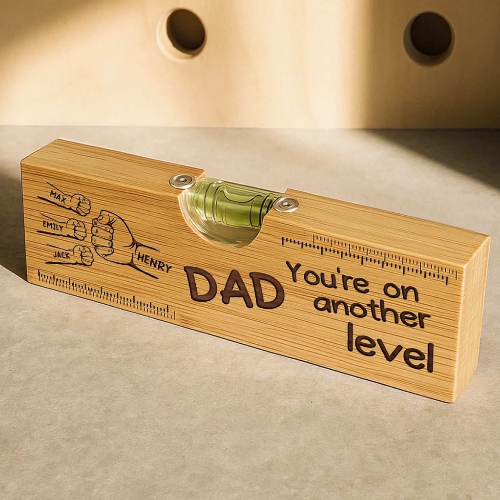 A Father's Love Holds Us Together - Family Personalized Custom Engraved Wooden Spirit Level Bottle Opener - Father's Day, Gift For Dad, Grandpa