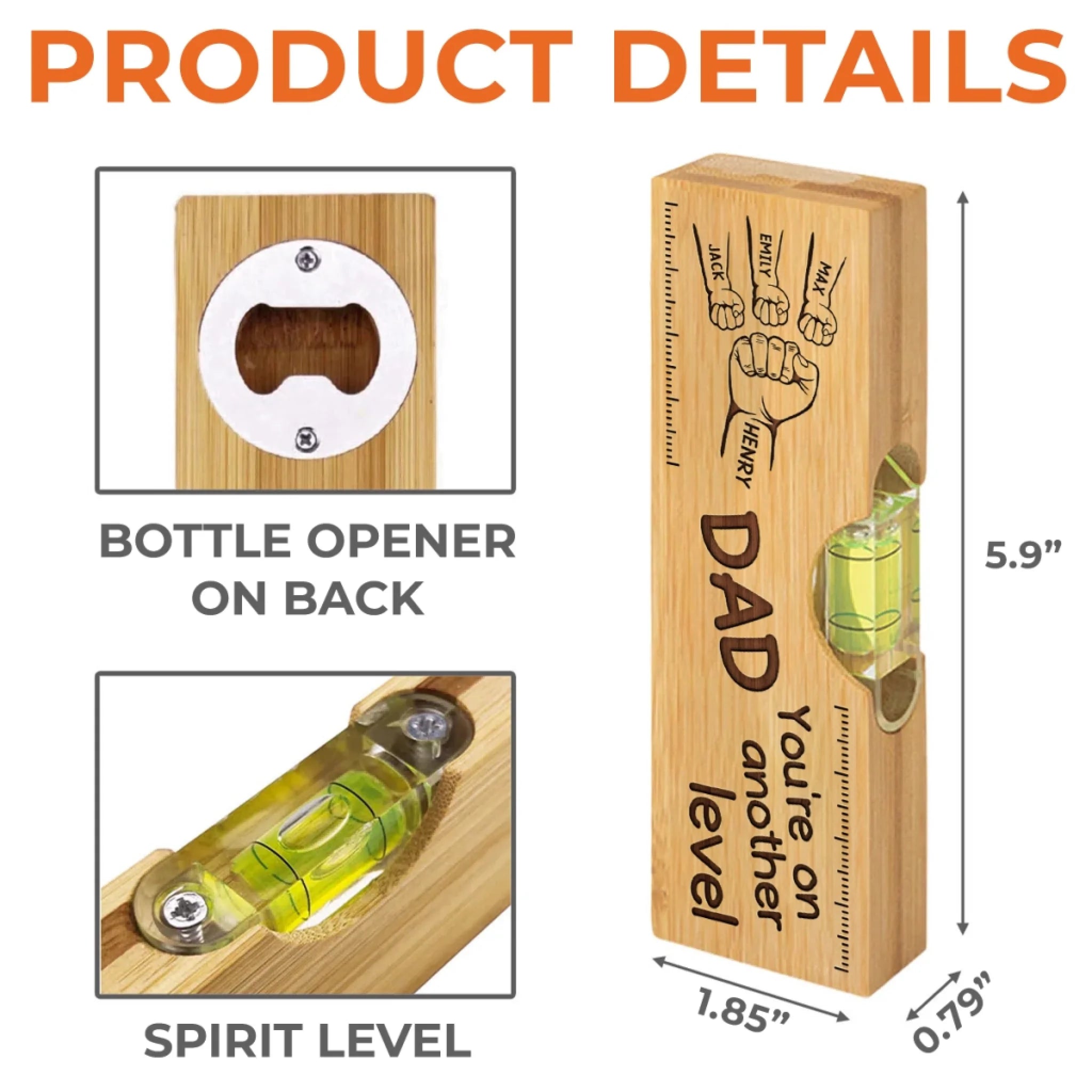 A Father's Love Holds Us Together - Family Personalized Custom Engraved Wooden Spirit Level Bottle Opener - Father's Day, Gift For Dad, Grandpa