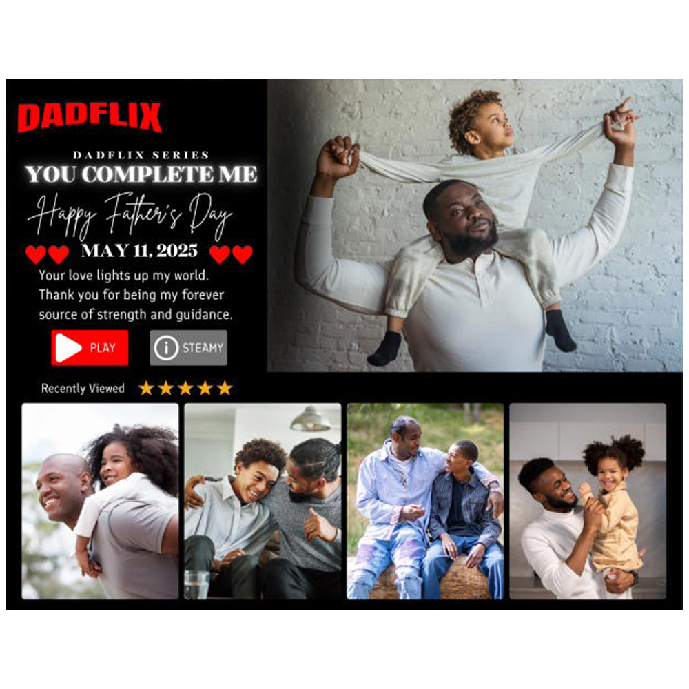 Customized Dadflix Series You Complete Me Movie Photo Frame, The Best Father's Day Gift Ever