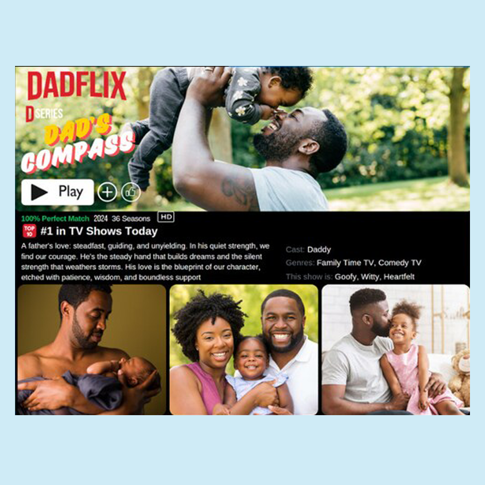 Dadflix Movie Design Photo Frame, Photo Collage Gift For Dad, Father's Day Memorial Gift