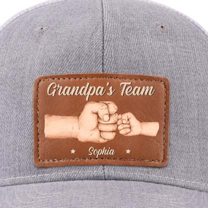 Team Daddy, No Substitutes - Family Personalized Custom Leather Patch Hat - Father's Day, Gift For Dad, Grandpa