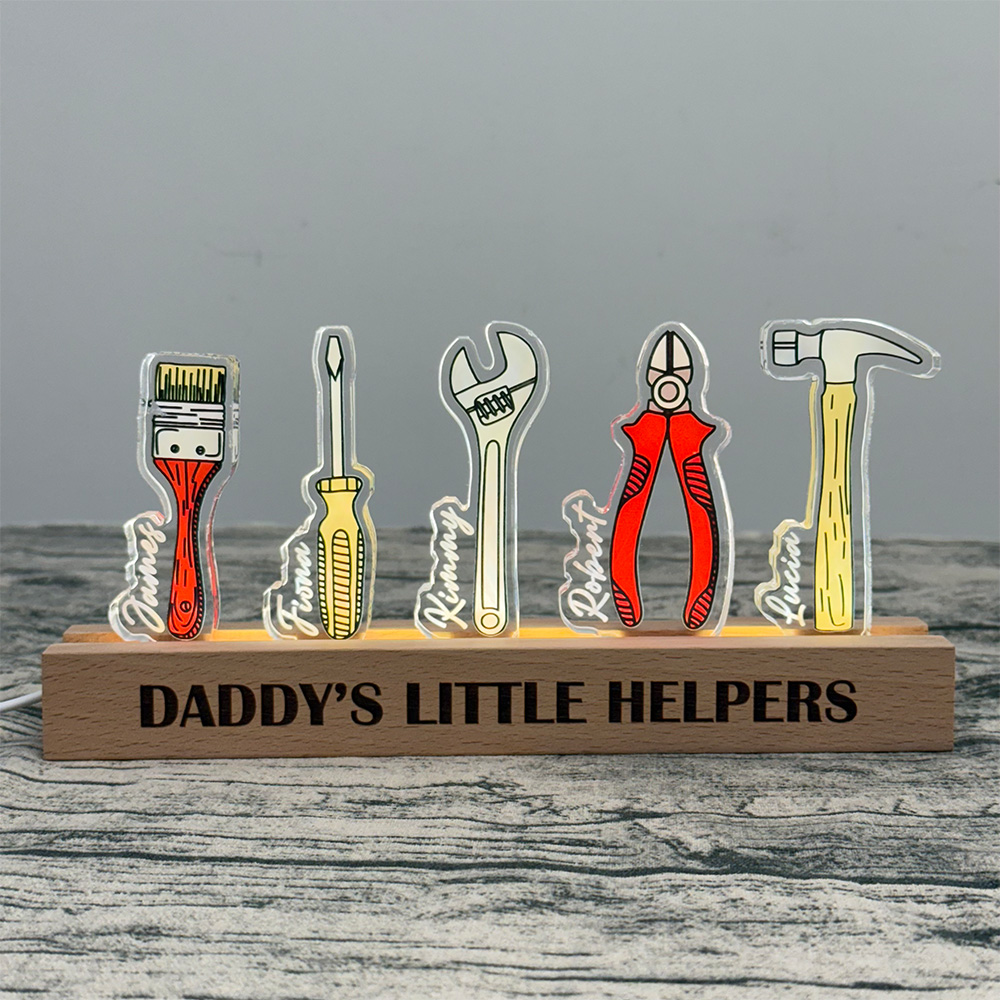 50%OFF ⭐️Personalized 3D 15mm Thick Daddy’s Little Helpers Lamp&Decor