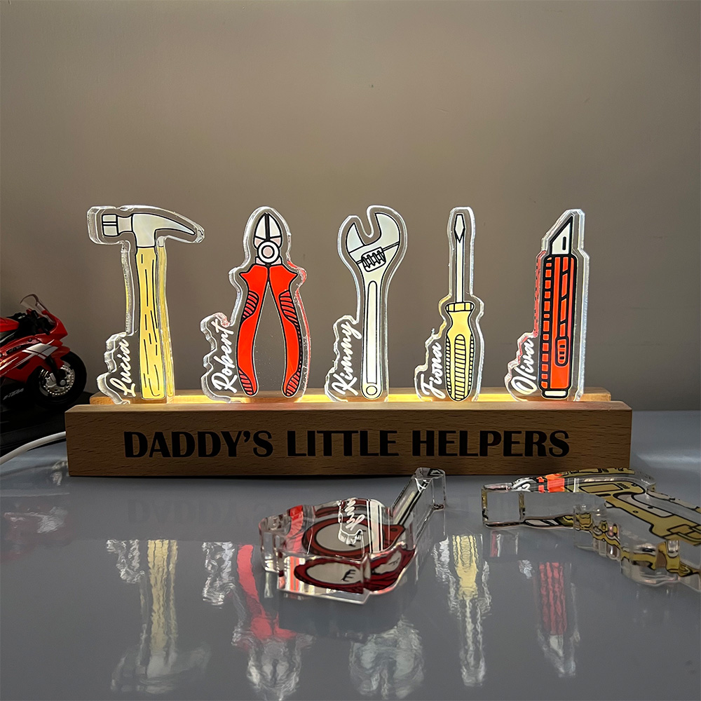 50%OFF ⭐️Personalized 3D 15mm Thick Daddy’s Little Helpers Lamp&Decor