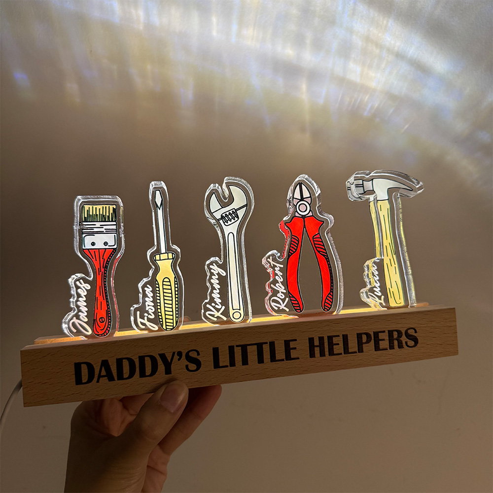 50%OFF ⭐️Personalized 3D 15mm Thick Daddy’s Little Helpers Lamp&Decor