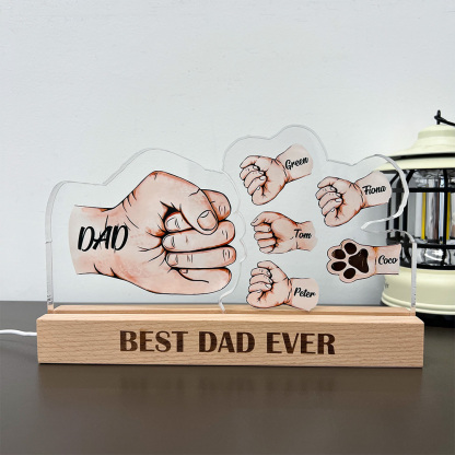 50%OFF ⭐️ Custom 3D 15mm Thick Fist Bump Best Dad Ever Lamp&Decor