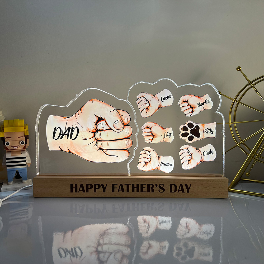 50%OFF ⭐️ Custom 3D 15mm Thick Fist Bump Best Dad Ever Lamp&Decor