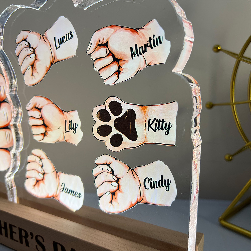 50%OFF ⭐️ Custom 3D 15mm Thick Fist Bump Best Dad Ever Lamp&Decor